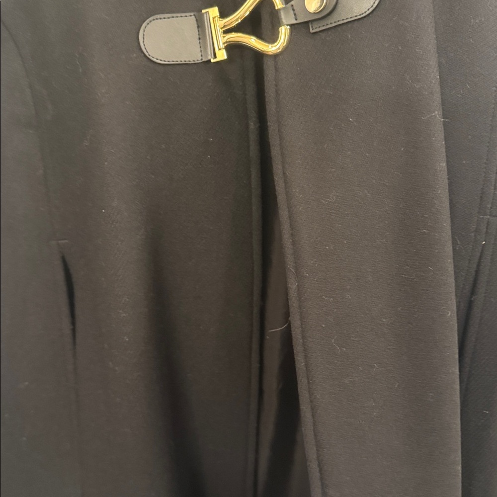 Zara Women's Black Cape Coat with Gold Accent - Picture 6 of 6